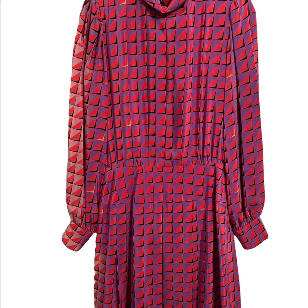 Vintage Silk Marguerite’s Hong Kong Pink Purple Geometric Midi Dress S - Picture 5 of 7